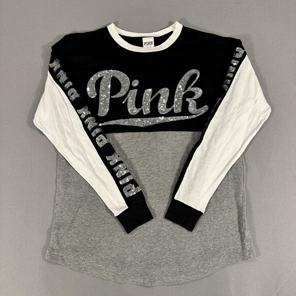 PINK Victoria's Secret Colorblock Sequin Sweater Dress Womens XS Long Sleeve